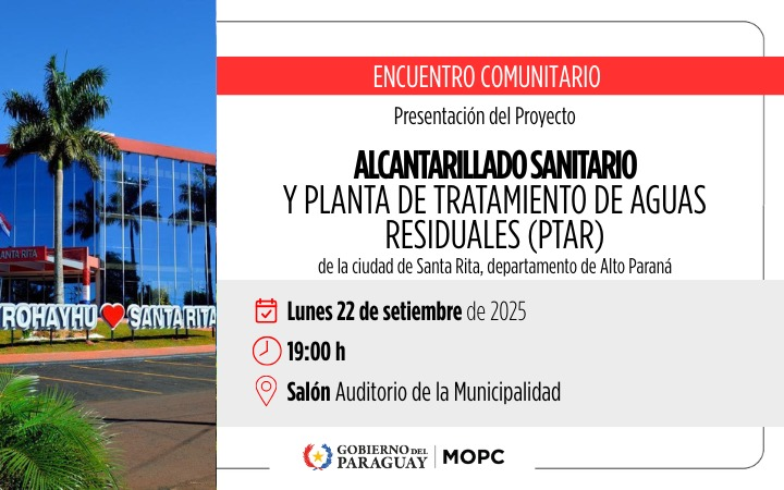 MOPC presenta proyecto de saneamiento para 16.000 personas en Santa Rita